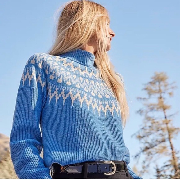 J. Crew Sweaters - J. Crew Fair Isle Sweater in Blue and Cream